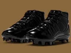 The Air Jordan 11 MCS Baseball Cleat Is Ready For October In “Black/Metallic Gold”
